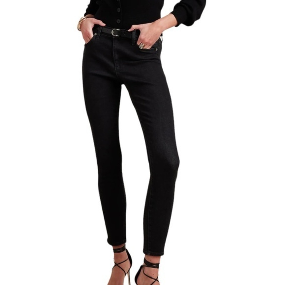 Banana Republic sz 26 black premium denim mid-rise stretch 5 pocket skinny jeans
